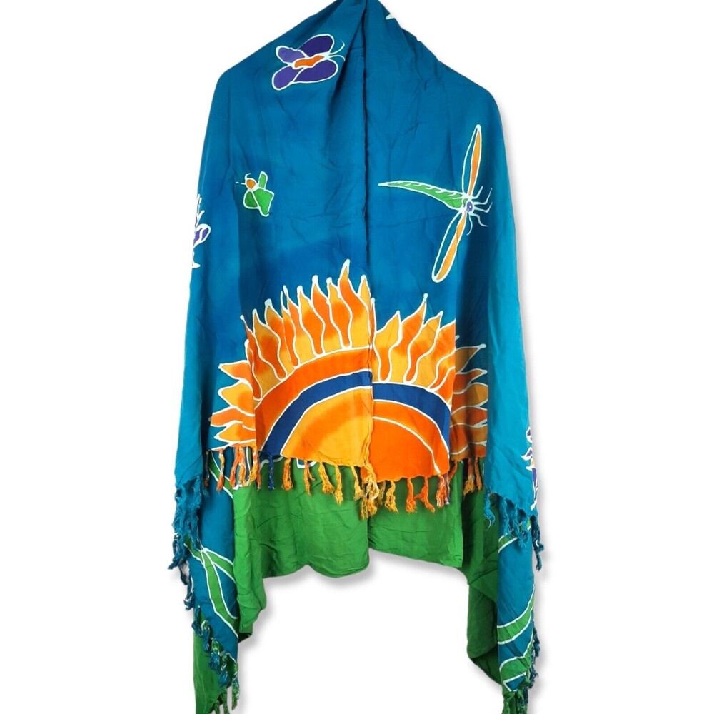 We Be Bop Women Scarf Nature Sun Dragonfly Cover Up 100% Rayon 60" x 46"